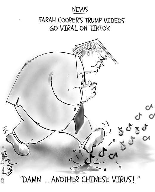 Cartoons on Trump Threatens Banning TikTok As Sarah Cooper's Videos Go Viral