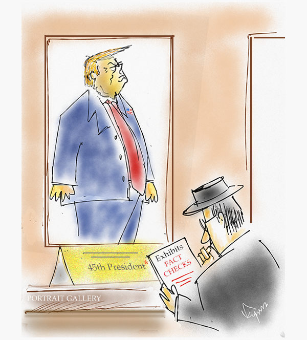 Trump 45the President Fact Check Cartoon Thumbnail