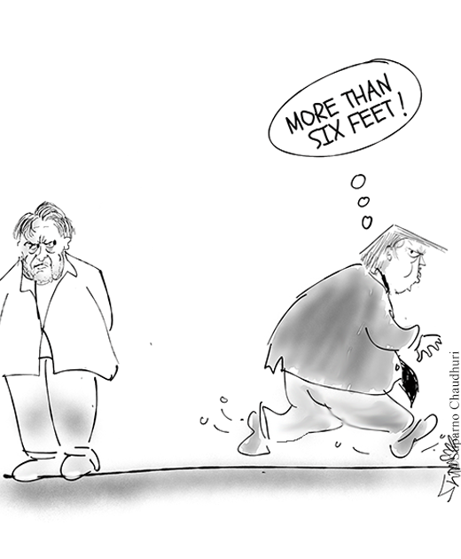Trump Keeps Distance from Steve Banon Cartoon