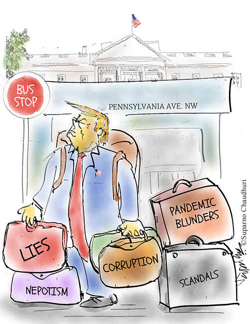 Trump Leaves White House Cartoon